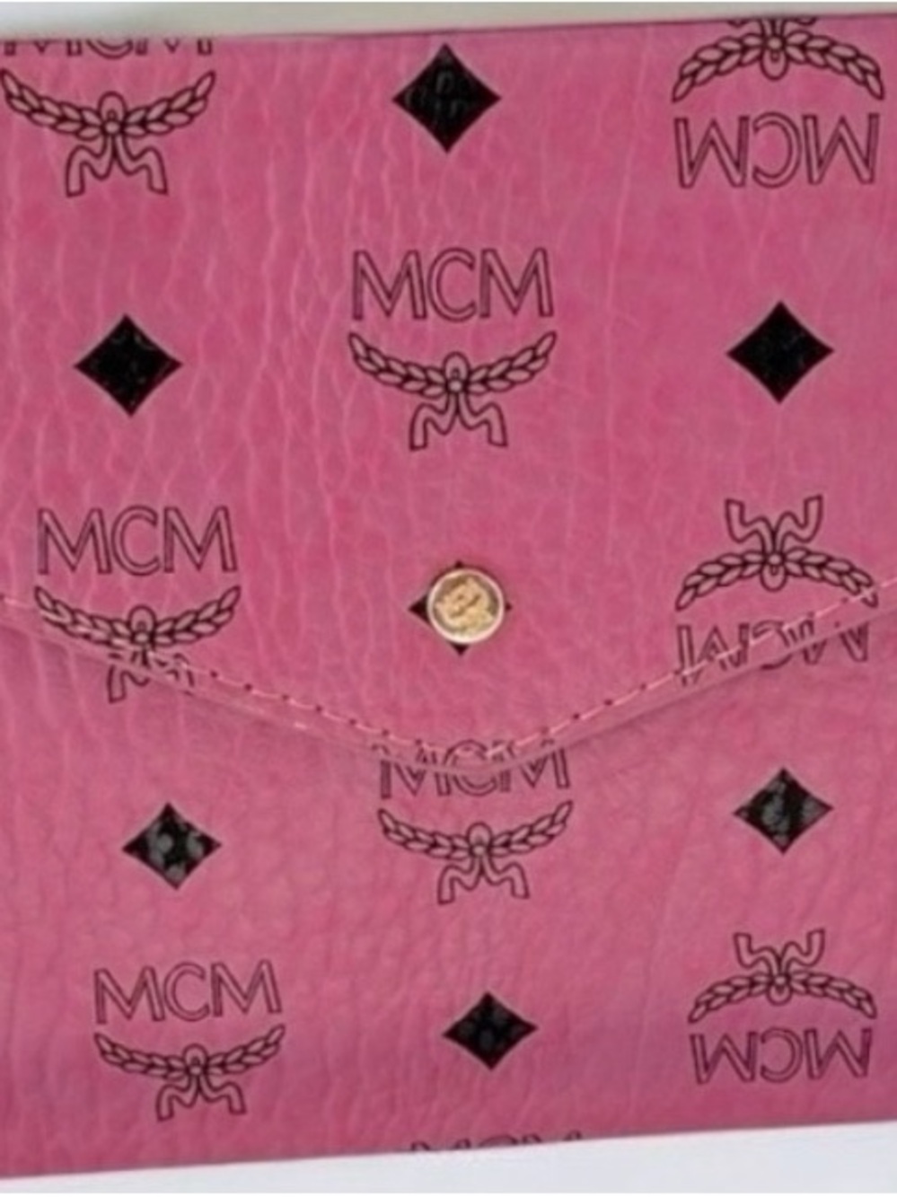 MCM Pink Monogram Envelope Wallet